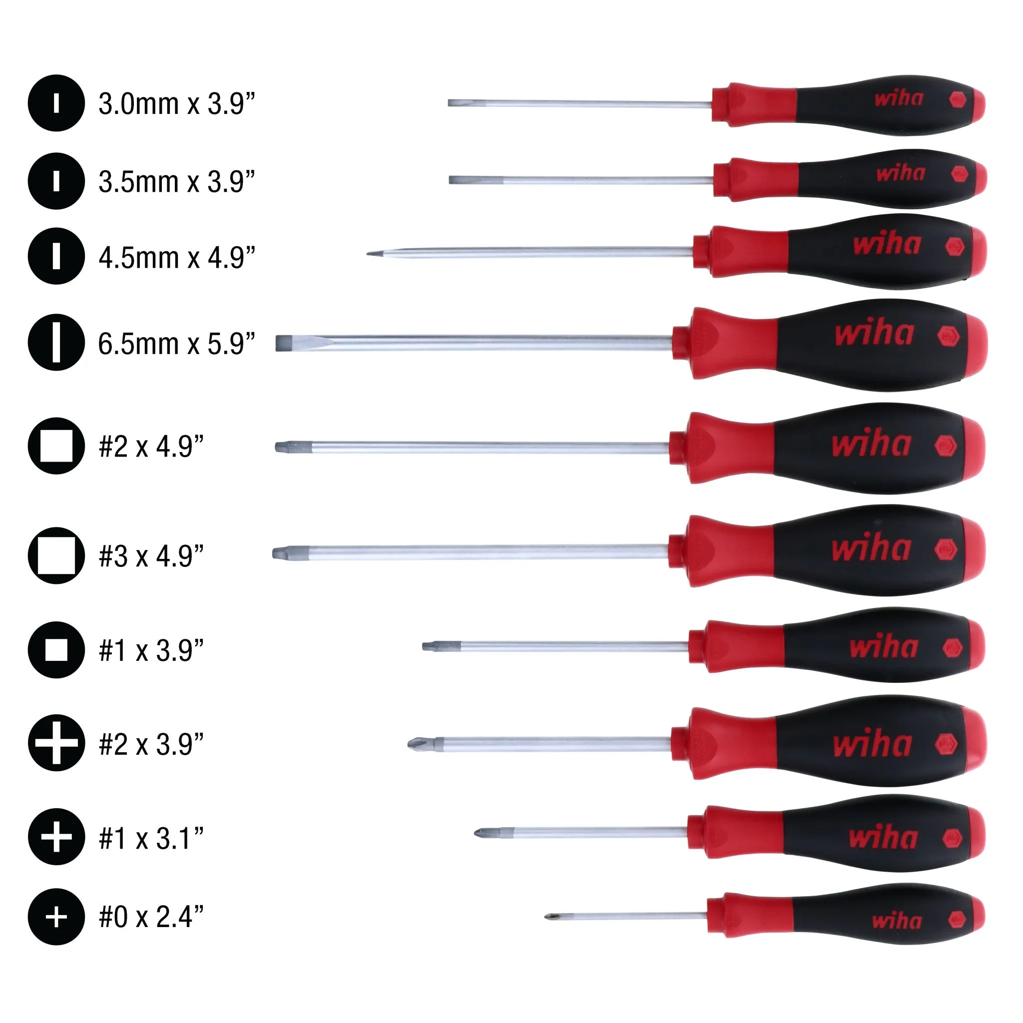 10 Piece SoftFinish Phillips and Square Screwdriver Set