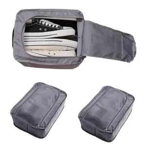 2Pcs Travel Shoe Bag Water-Resistant Shoe Pouch Portable Clothing Storage Bag Grey