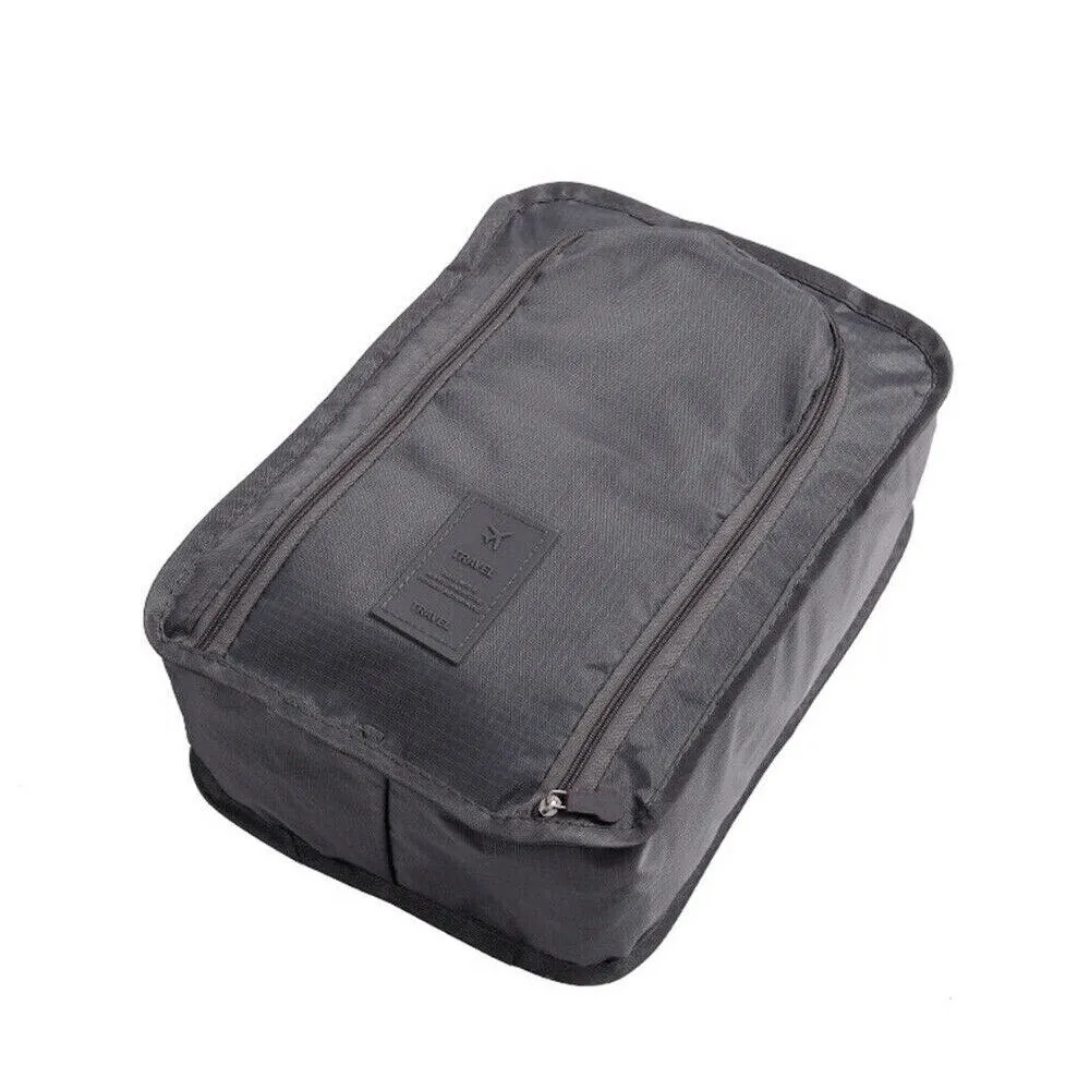 2Pcs Travel Shoe Bag Water-Resistant Shoe Pouch Portable Clothing Storage Bag Grey