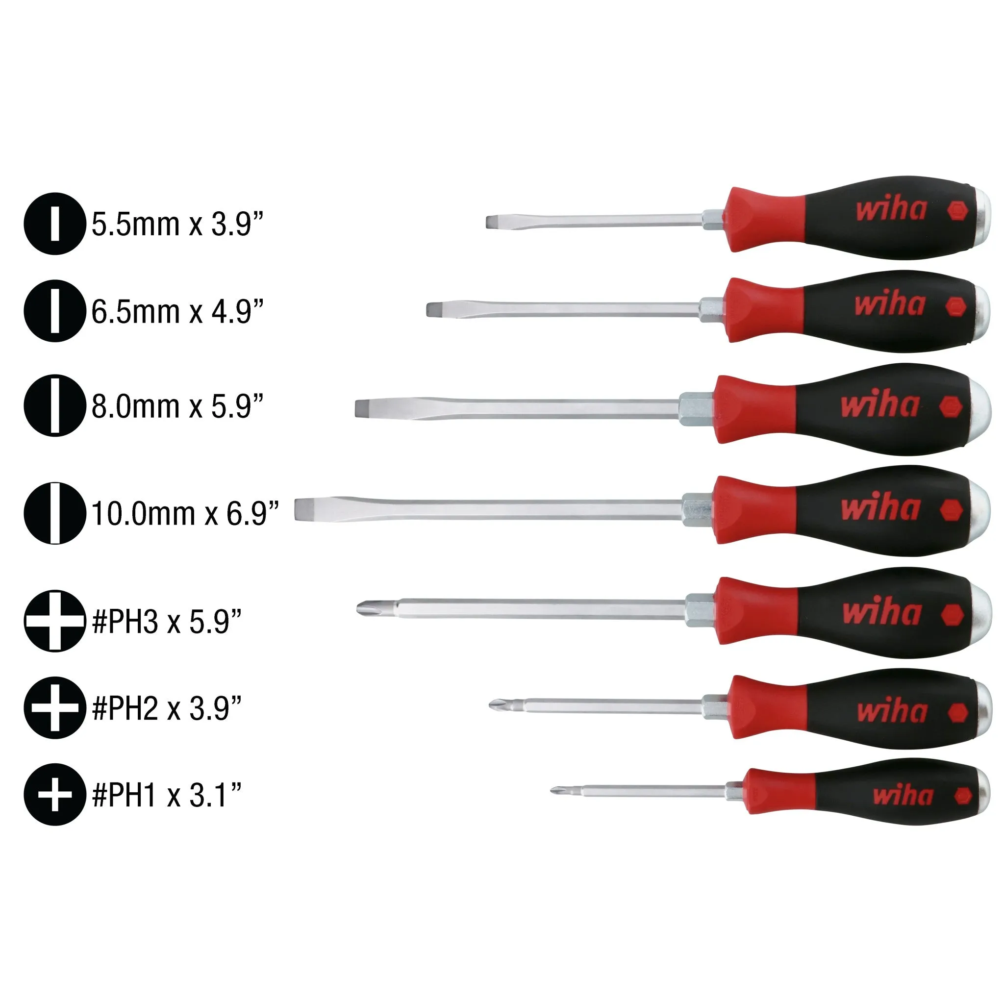 7 Piece SoftFinish XHeavy Duty Slotted and Phillips Screwdriver Set