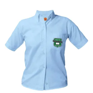 Arete Prep Academy Female Oxford Short Sleeve Blouse - Patch on the pocket