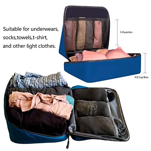 BAGAIL Packing Cubes System 7-Pcs Travel Organizer Accessories for Carry On Luggage with Shoe Bag & Toiletry Bags Dark Blue