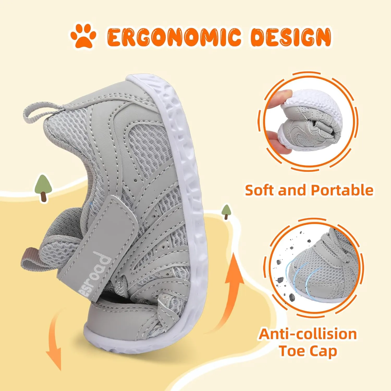 Besroad Toddler Shoes Boys Girls Barefoot Sneakers Kids Breathable Walking Shoes Lightweight Strap Non-Slip Sole Tennis Shoes