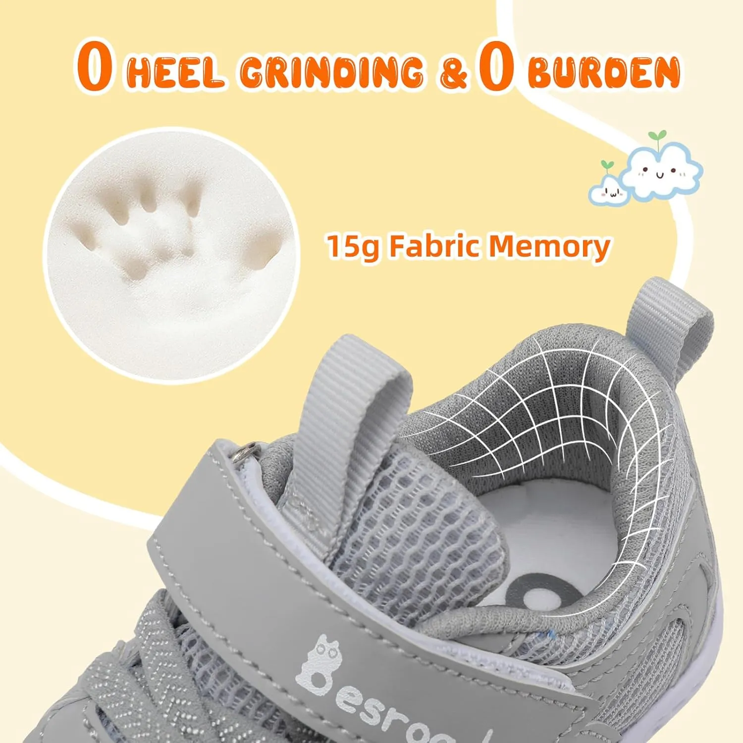 Besroad Toddler Shoes Boys Girls Barefoot Sneakers Kids Breathable Walking Shoes Lightweight Strap Non-Slip Sole Tennis Shoes
