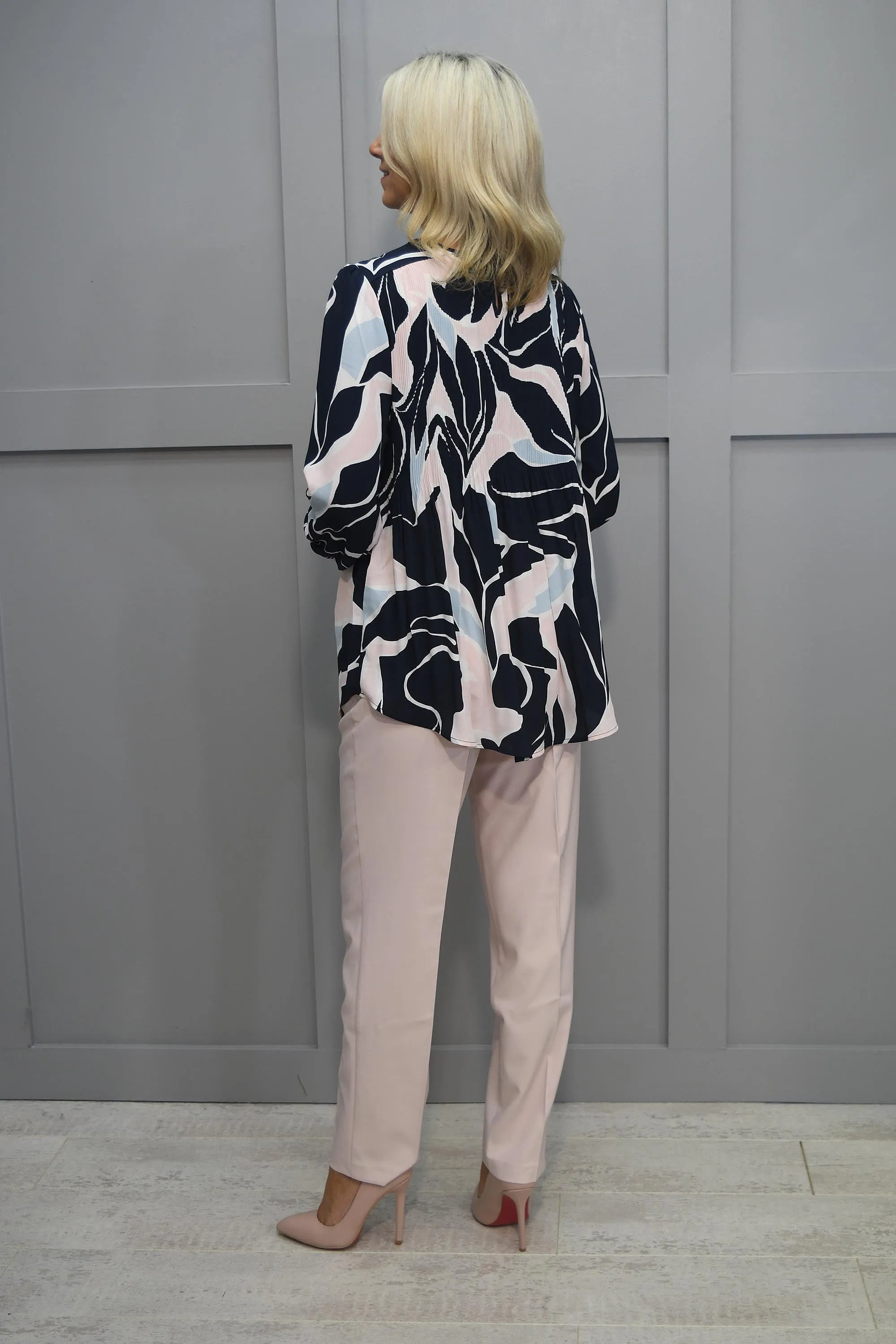 Betty Barclay Navy, Pink & Blue Plisse Blouse -8667/2458