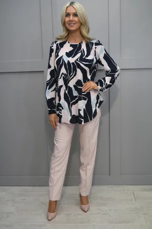 Betty Barclay Navy, Pink & Blue Plisse Blouse -8667/2458