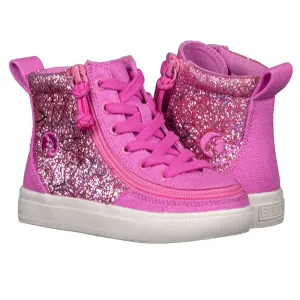 Billy Footwear (Kids) - High Top Pink Glitter Canvas Shoes CLEARANCE