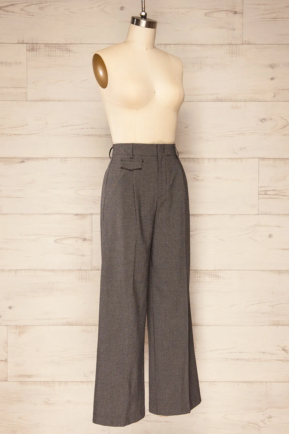 Bjork Black | Plaid High-Waisted Straight Leg Pants