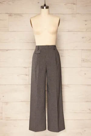 Bjork Black | Plaid High-Waisted Straight Leg Pants