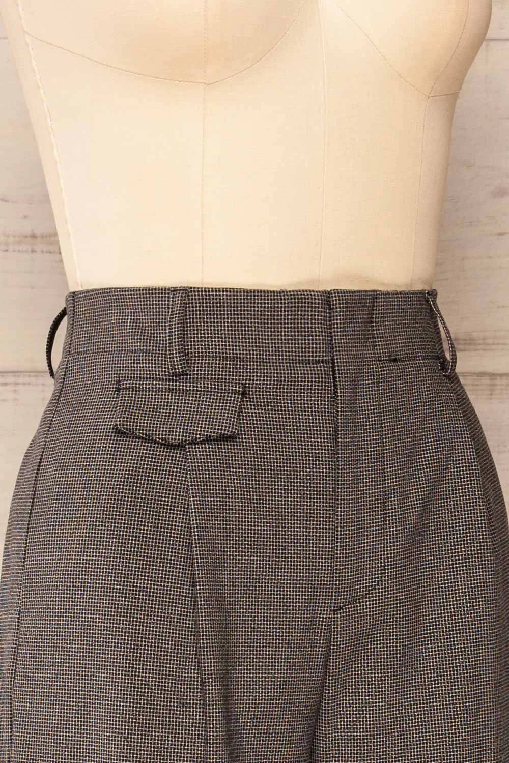 Bjork Black | Plaid High-Waisted Straight Leg Pants