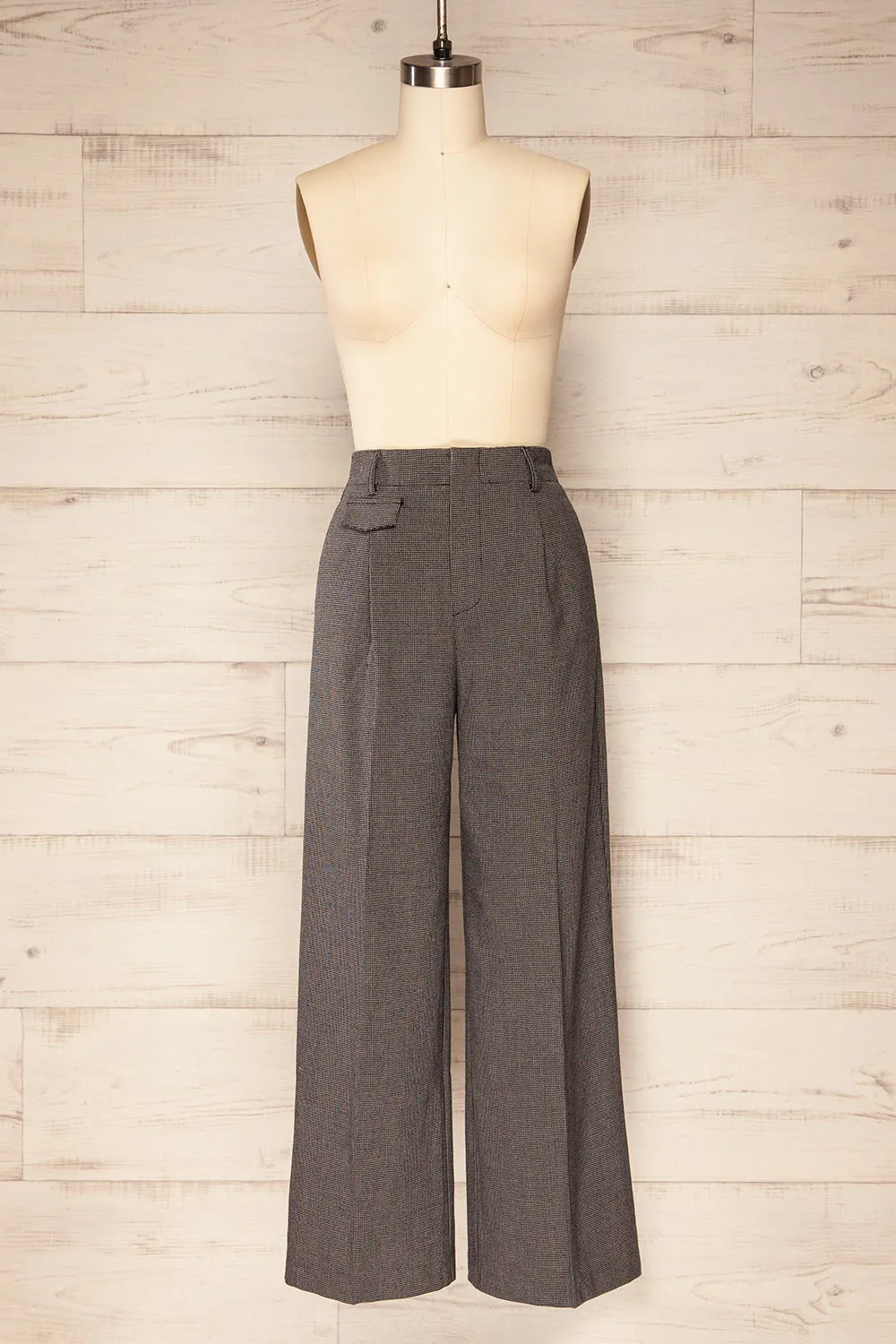 Bjork Black | Plaid High-Waisted Straight Leg Pants