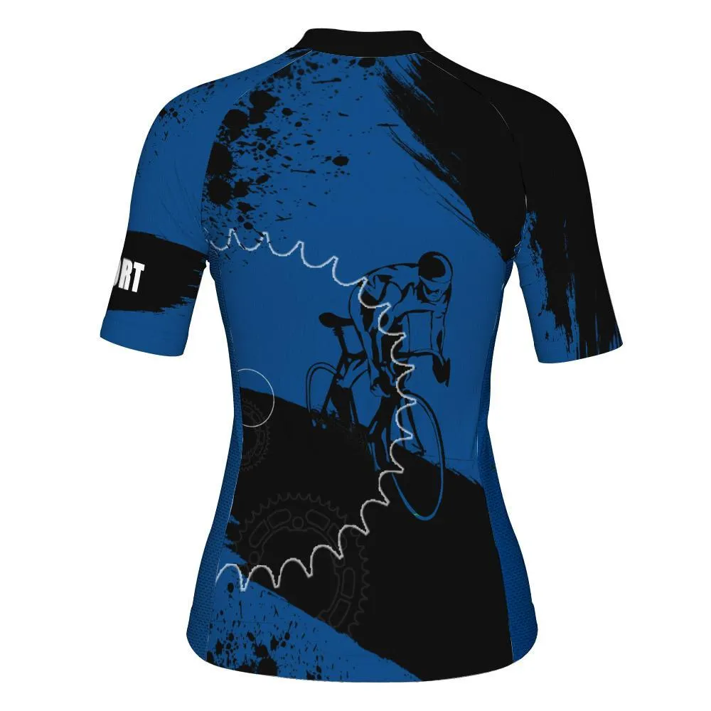 Blue Short Sleeve Cycling Jersey for Women