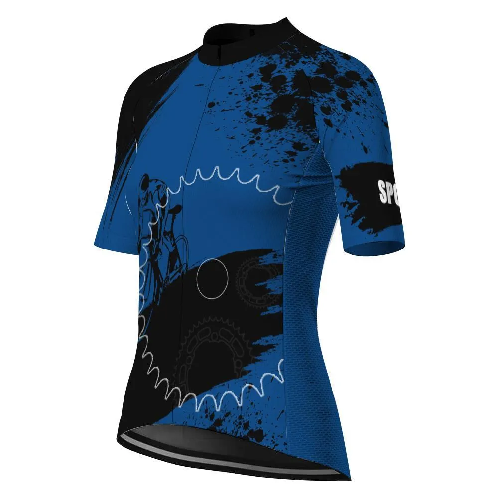 Blue Short Sleeve Cycling Jersey for Women