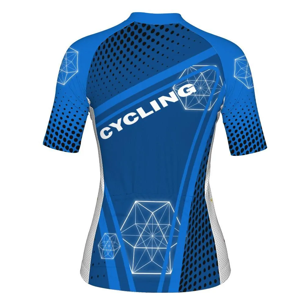 Blue Short Sleeve Cycling Jersey for Women