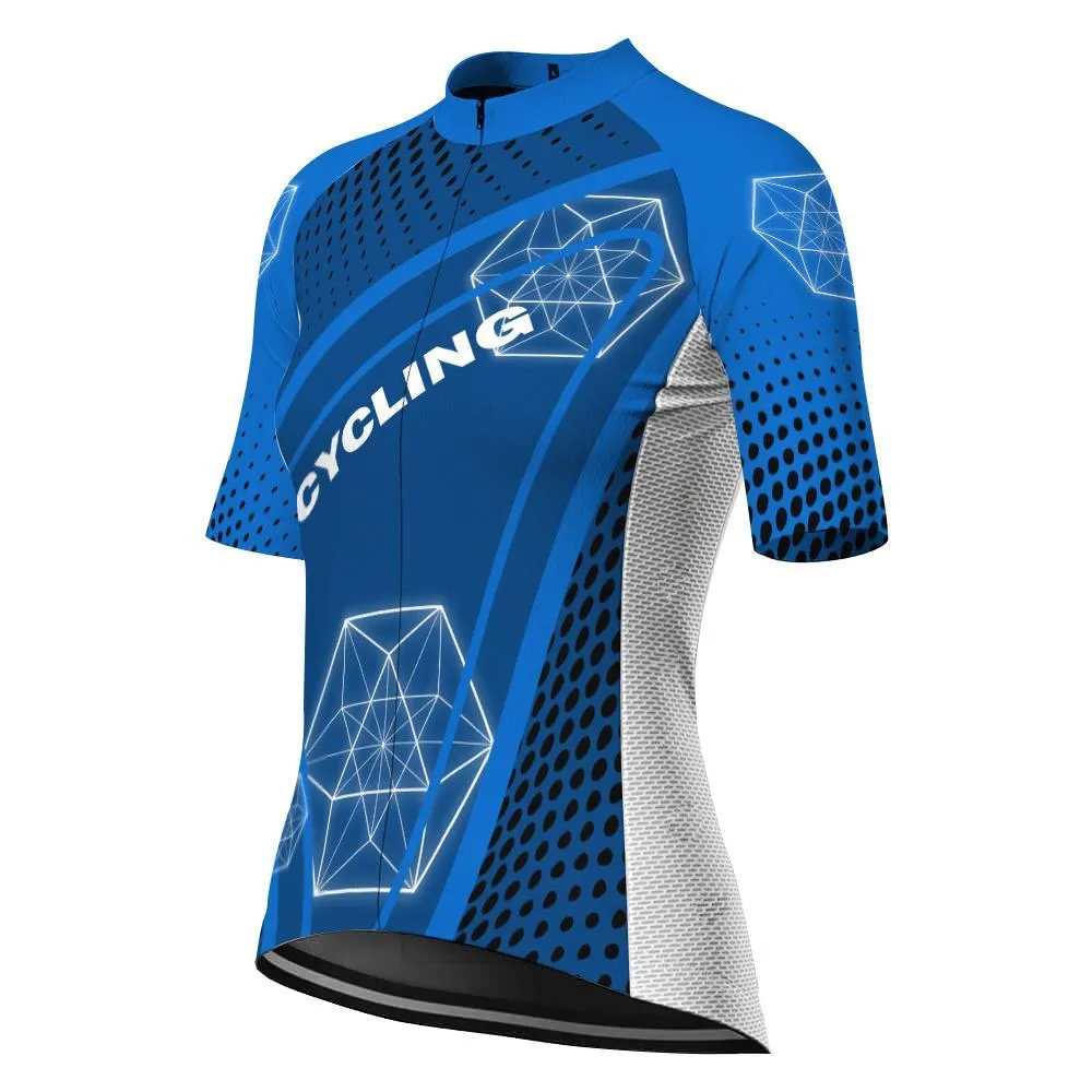 Blue Short Sleeve Cycling Jersey for Women