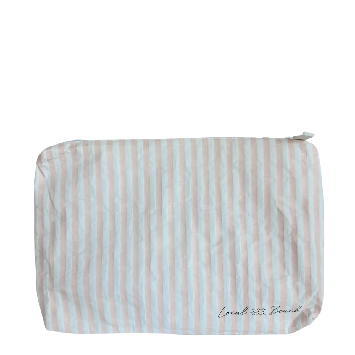Blush Pink Stripe Water Resistant Pouch