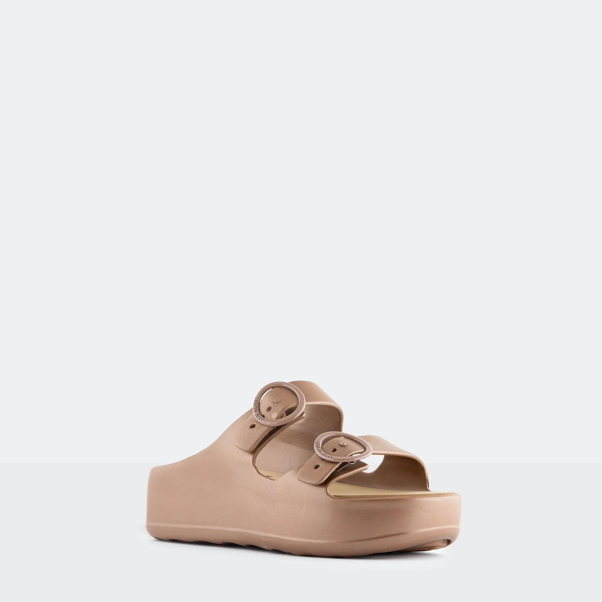 Bronze Metal Double Buckle Platform Slides