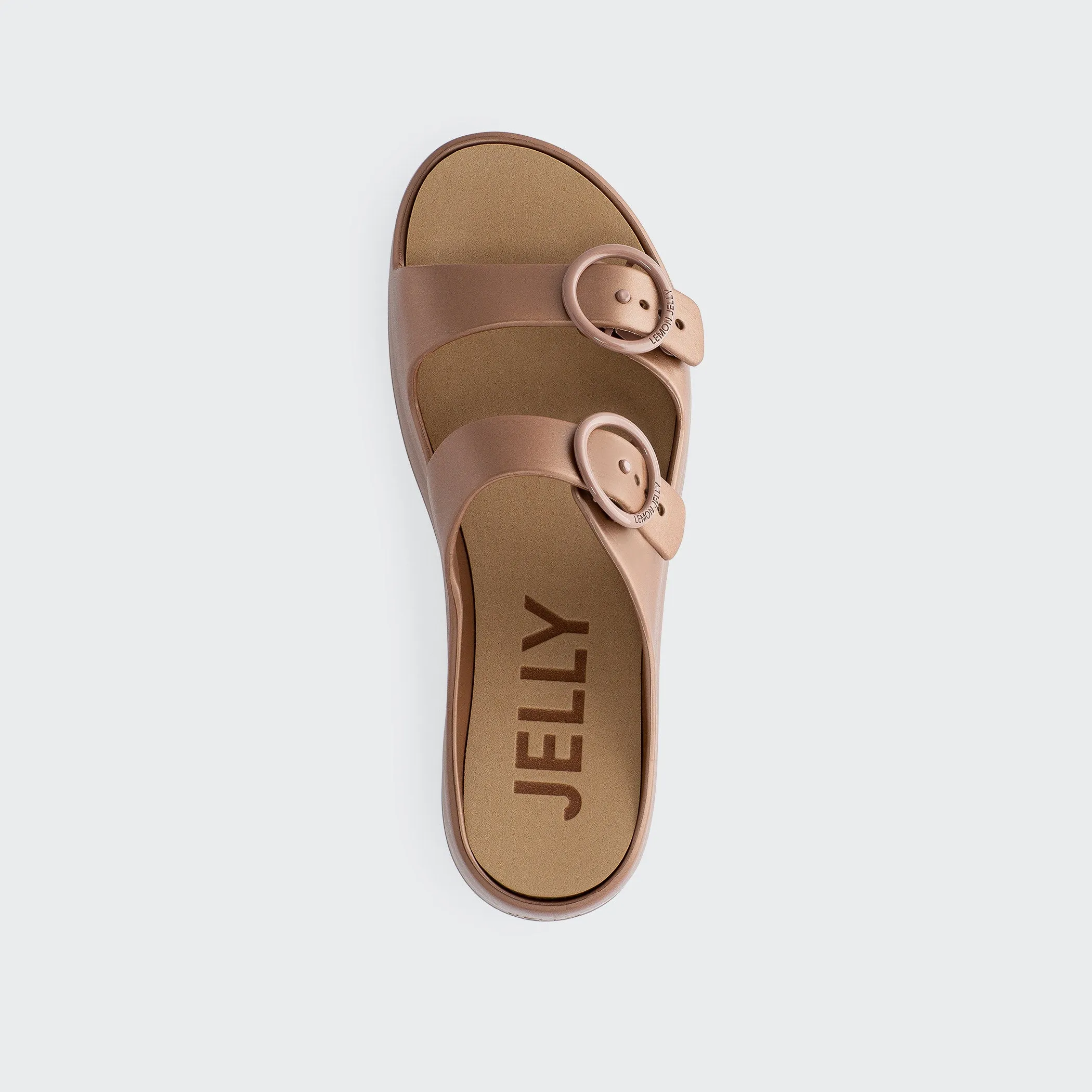Bronze Metal Double Buckle Platform Slides