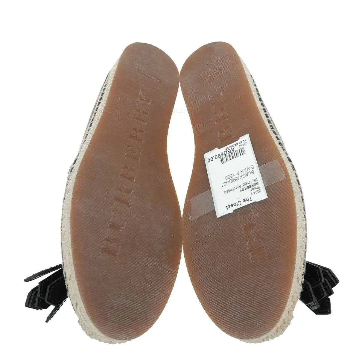 Burberry Black House Check Hodgeson Tassel Espadrille 39