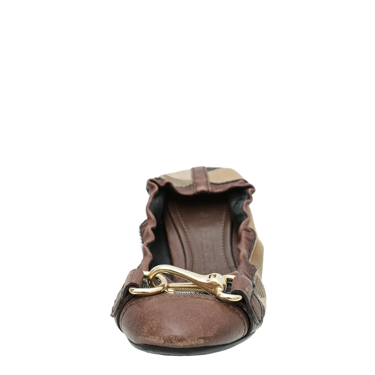 Burberry Brown House Check Flat Elastic Ballet 36