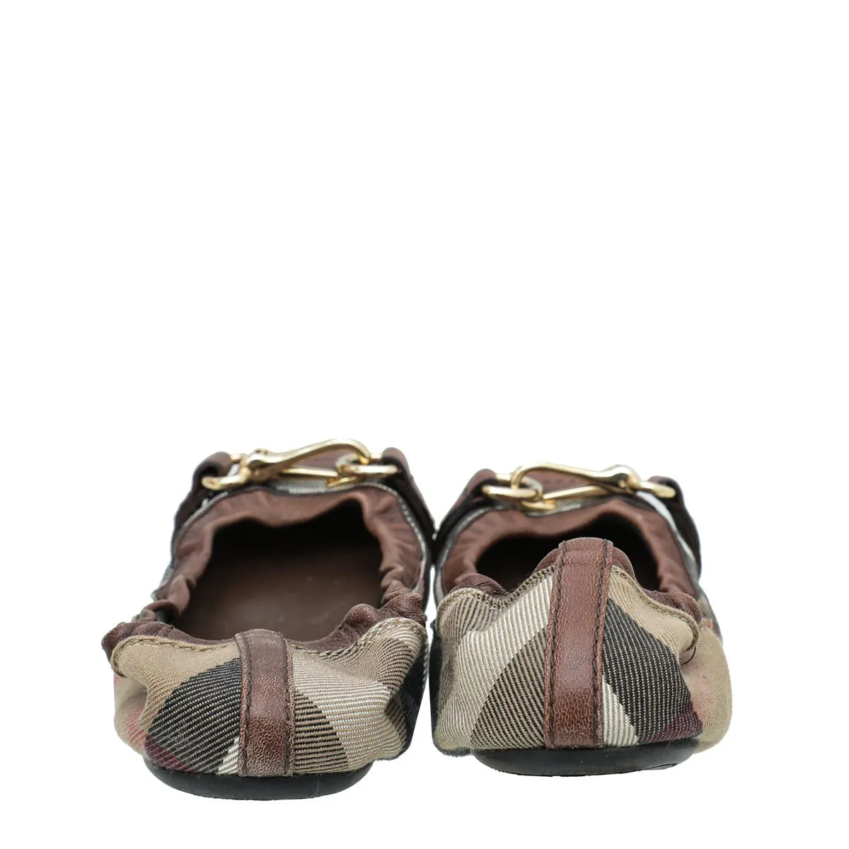 Burberry Brown House Check Flat Elastic Ballet 36