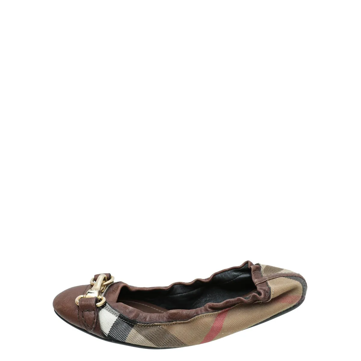 Burberry Brown House Check Flat Elastic Ballet 36
