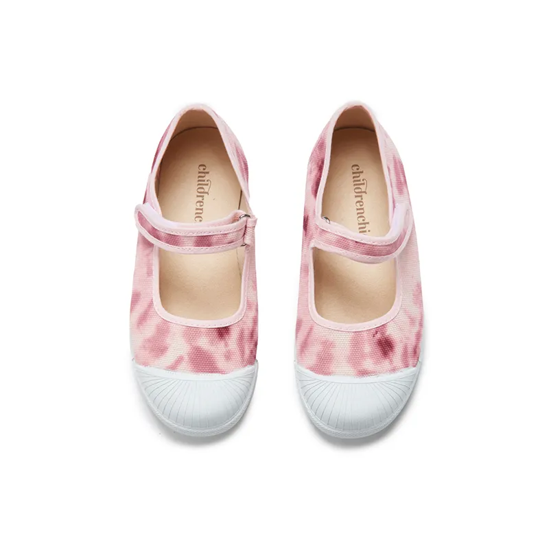 Canvas Mary Jane Sneakers In Tie Dye Pink