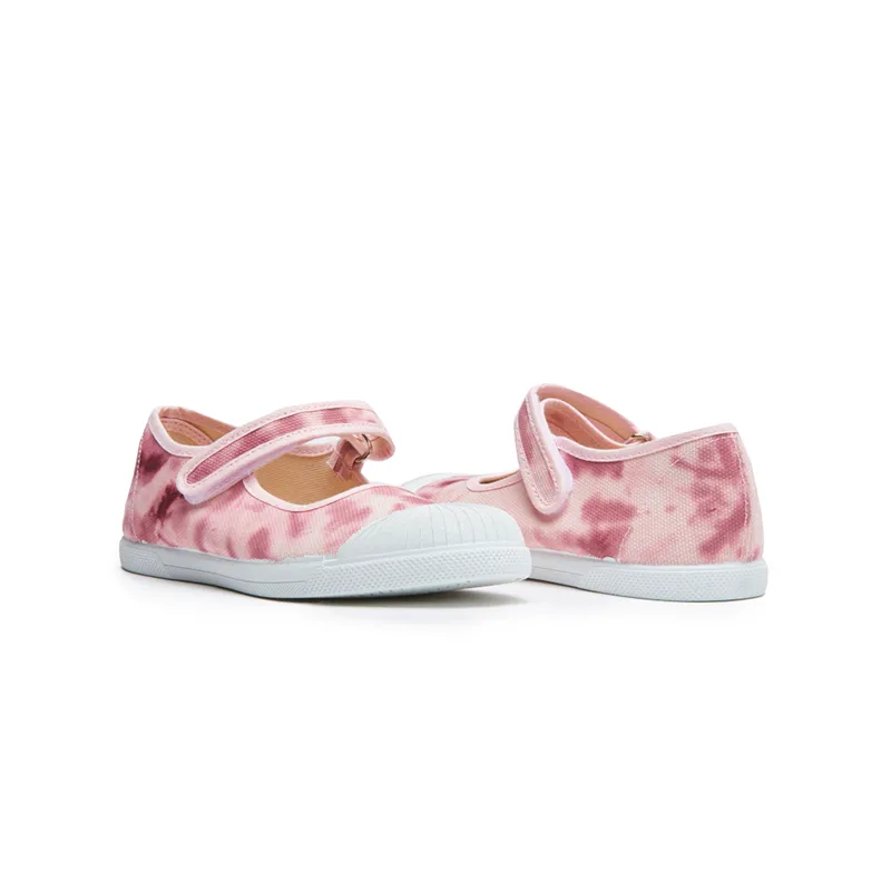 Canvas Mary Jane Sneakers In Tie Dye Pink