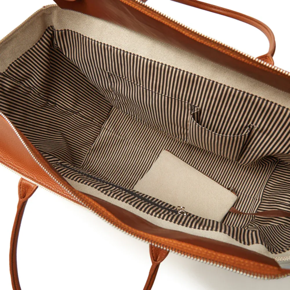 Capri Tote Bag With Pouch - BROWN