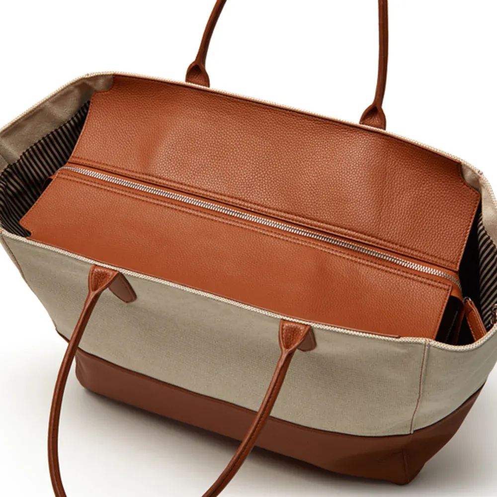 Capri Tote Bag With Pouch - BROWN
