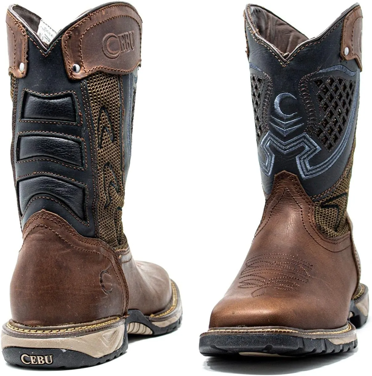 CEBU Men's Thunder Western Cowboy Boots - Square Toe