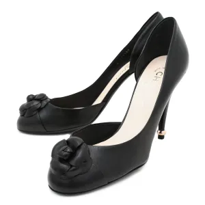 Chanel Black Camellia Half D'orsay Pumps 42