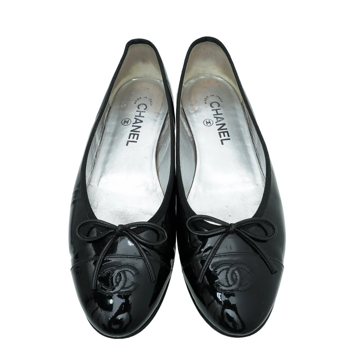 Chanel Black CC Cap Toe Ballerina Flats 40