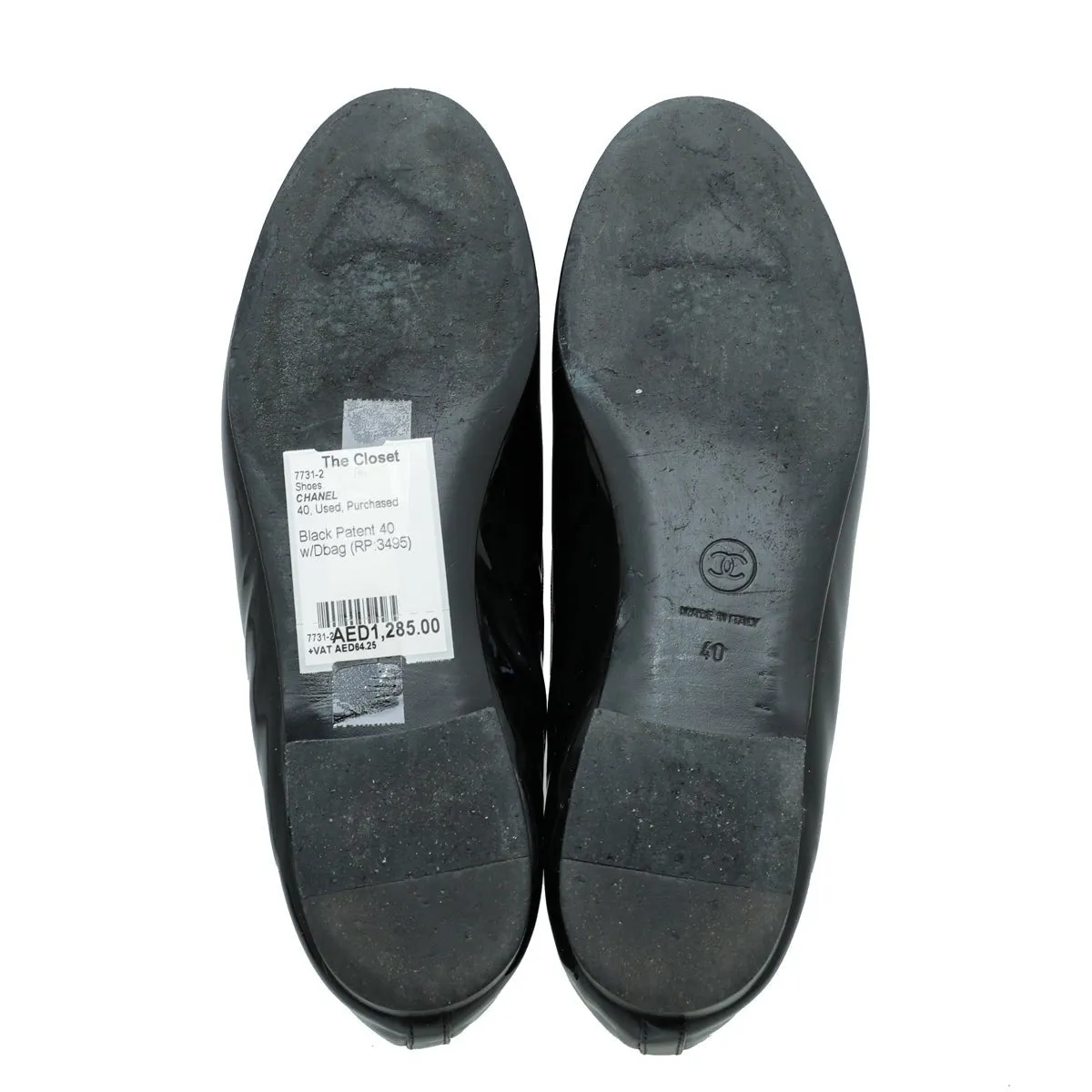 Chanel Black CC Cap Toe Ballerina Flats 40