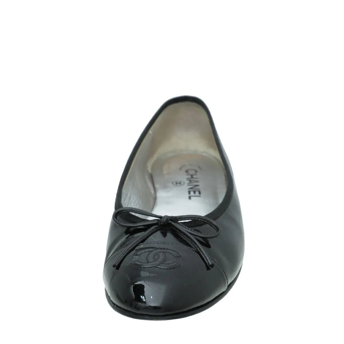 Chanel Black CC Cap Toe Ballerina Flats 40