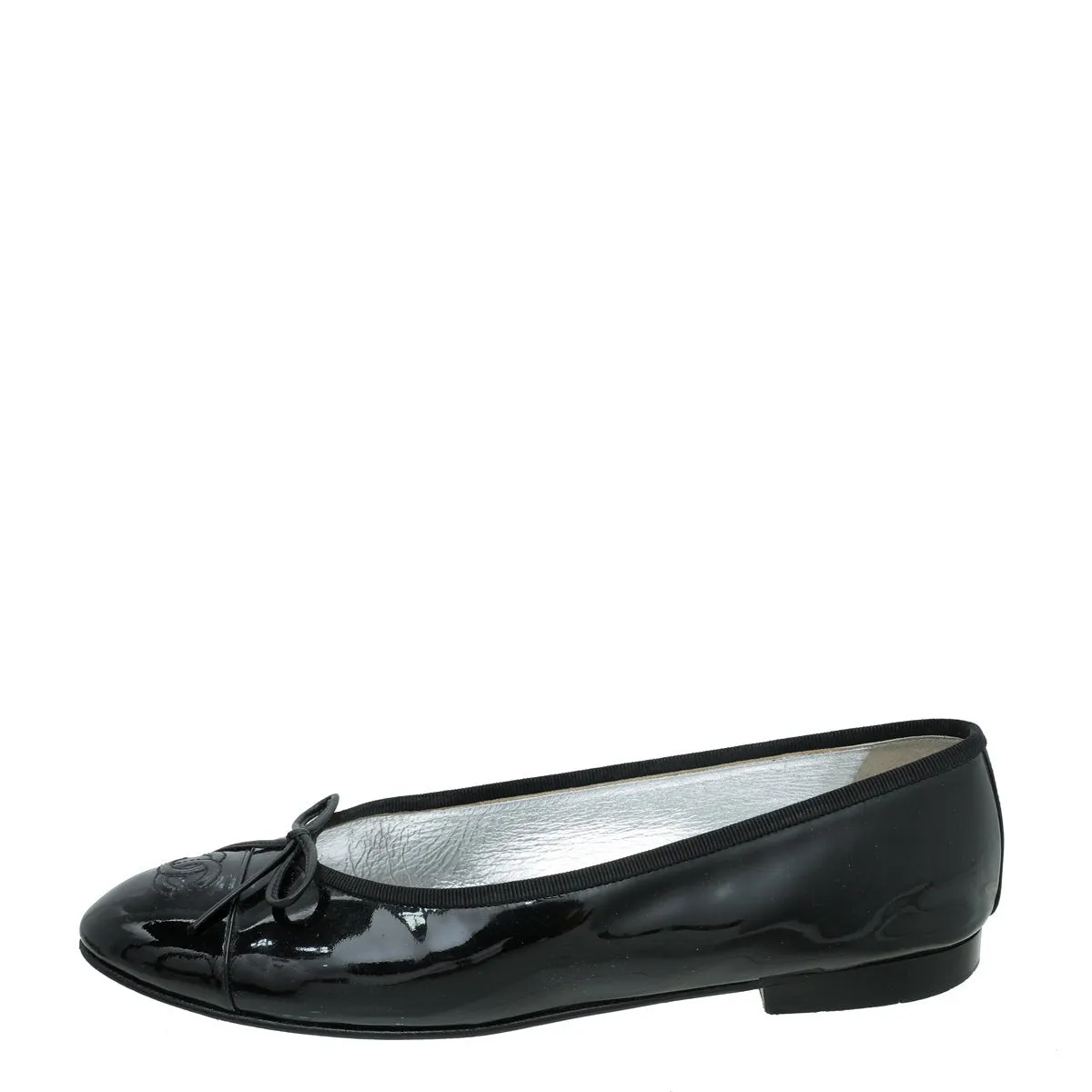 Chanel Black CC Cap Toe Ballerina Flats 40