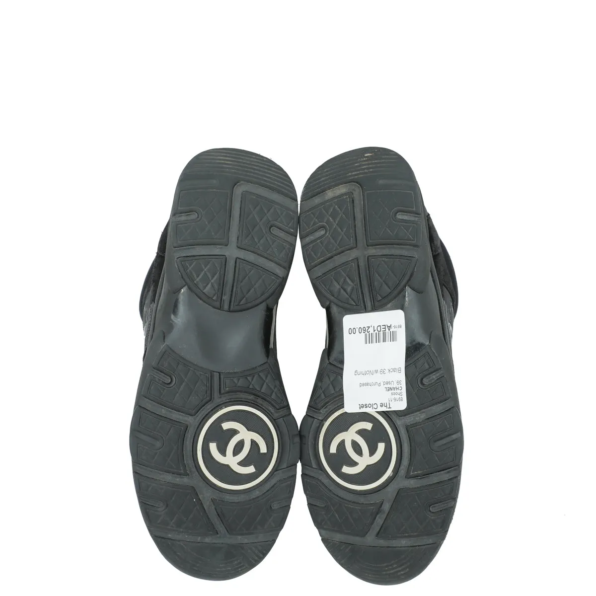 Chanel Black CC Lace Up Sneakers 39