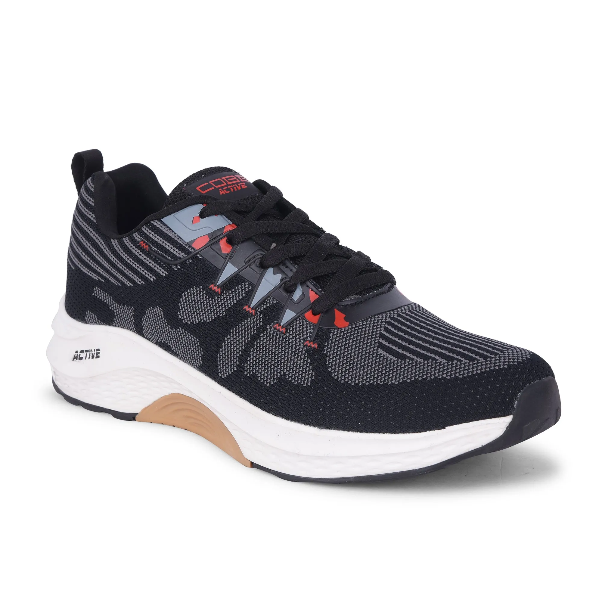 Cobb Active Black Men's Running Shoes