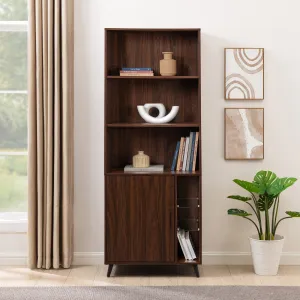 Contemporary Minimal Glass-Shelf 1-Door Storage Cabinet