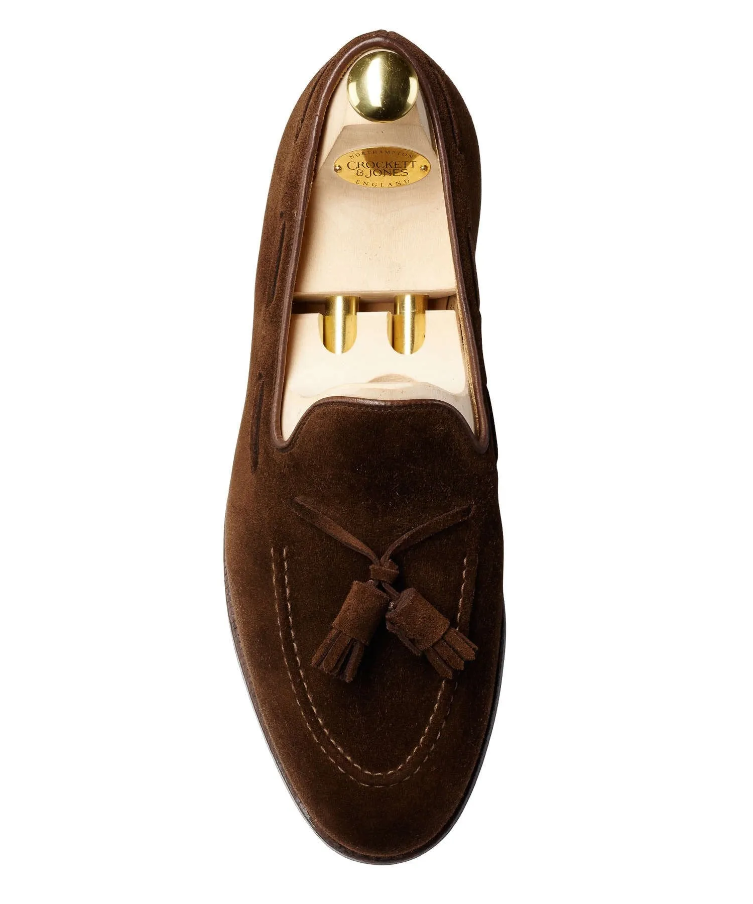 Crockett and Jones Cavendish Suede Tassel Loafer in Dark Brown