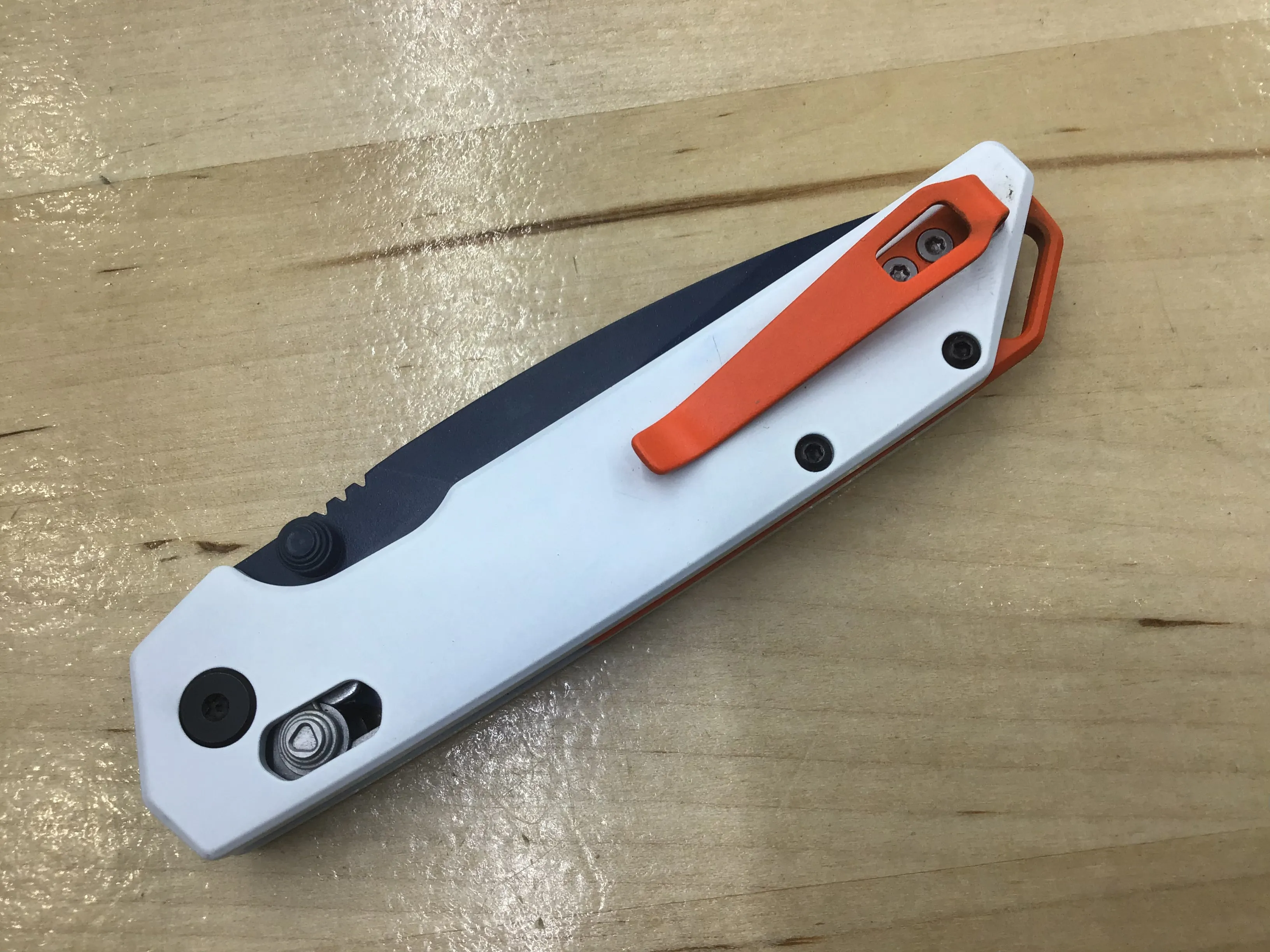Custom Kershaw Iridium Astros 1960’s Theme D2 Blade Blue Cerakote White Cerakoted Aluminum Handle