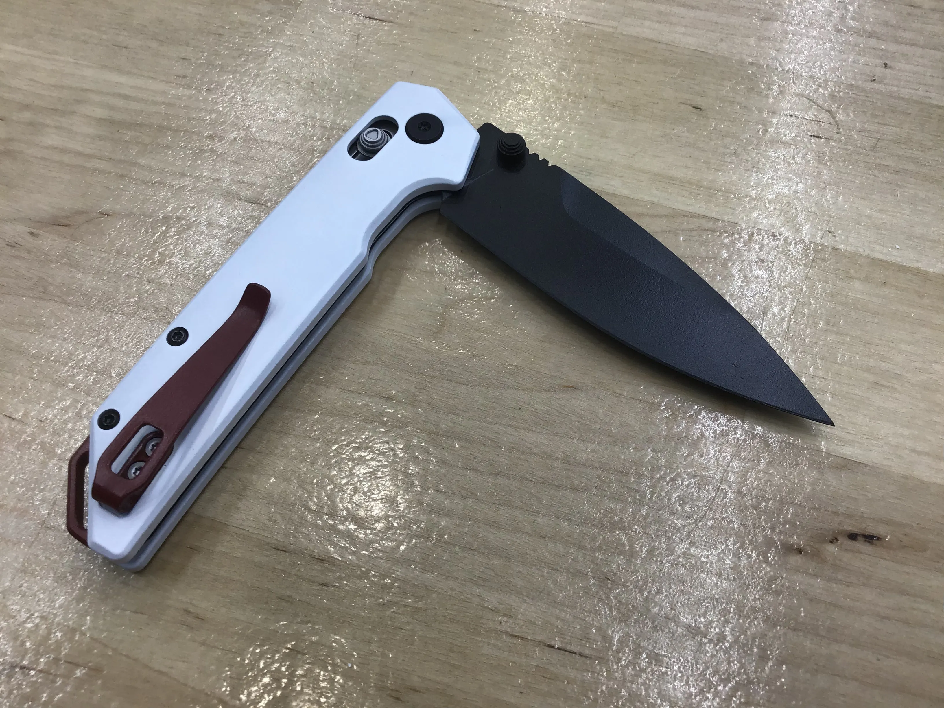 Custom Kershaw Iridium Astros 1990’s Theme D2 Blade Black Cerakote White  Cerakoted Aluminum Handle