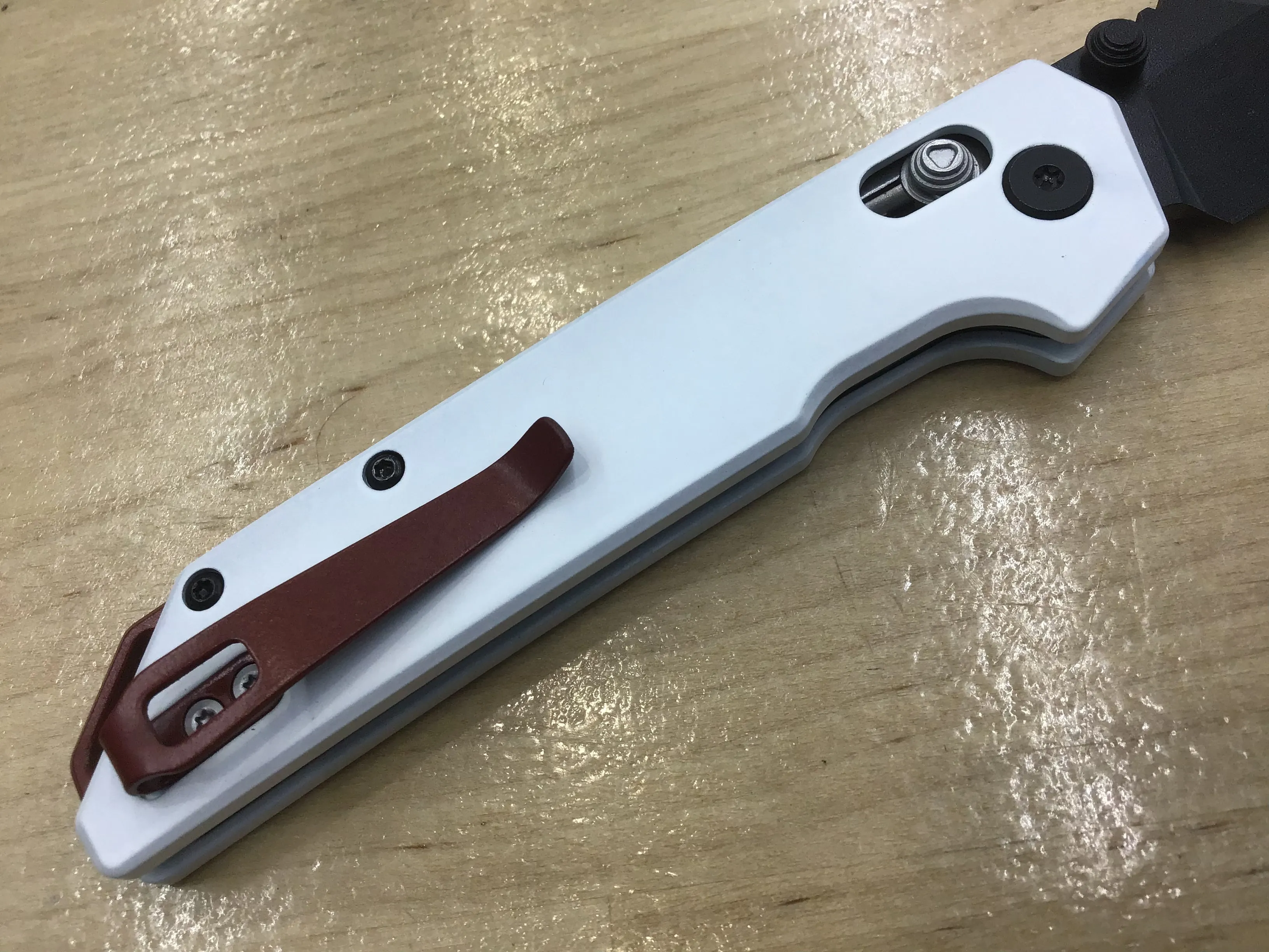 Custom Kershaw Iridium Astros 1990’s Theme D2 Blade Black Cerakote White  Cerakoted Aluminum Handle