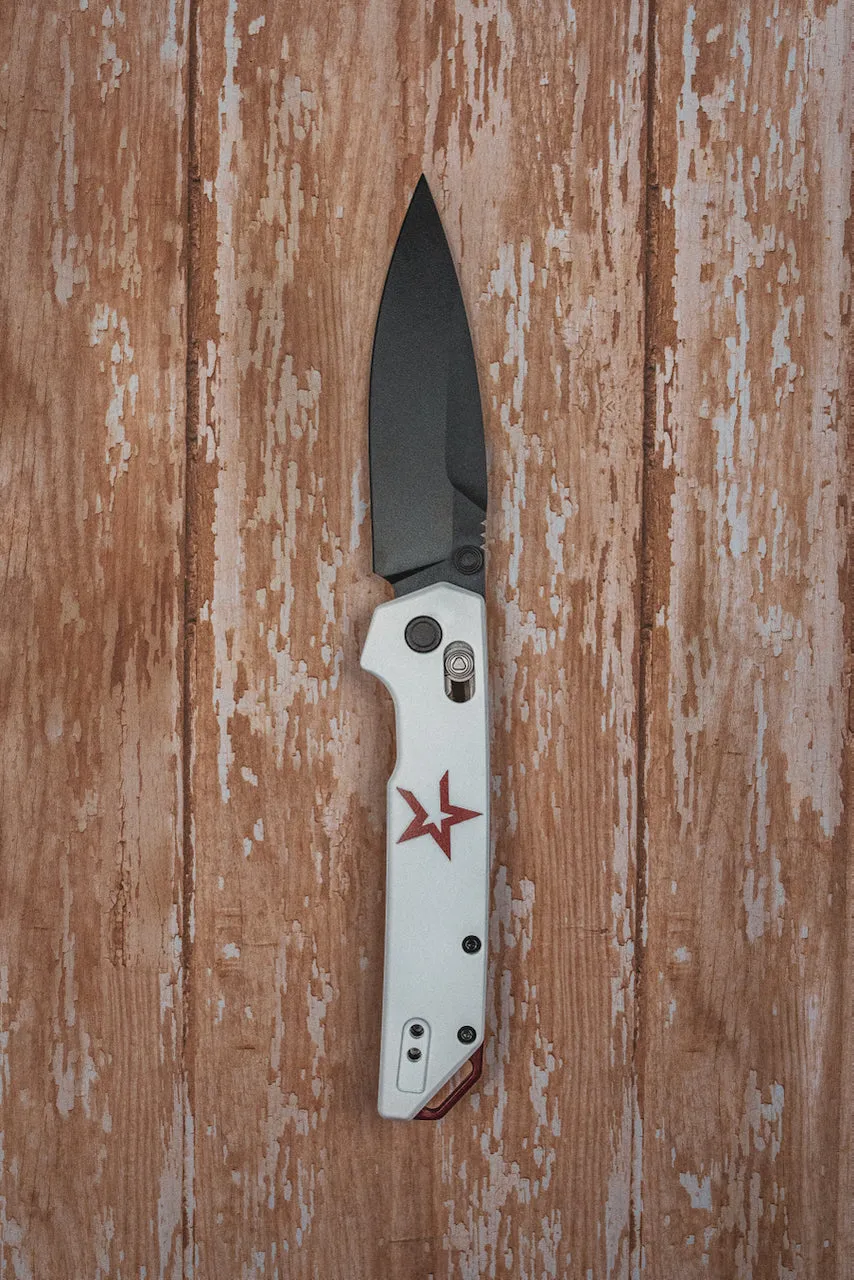Custom Kershaw Iridium Astros 1990’s Theme D2 Blade Black Cerakote White  Cerakoted Aluminum Handle
