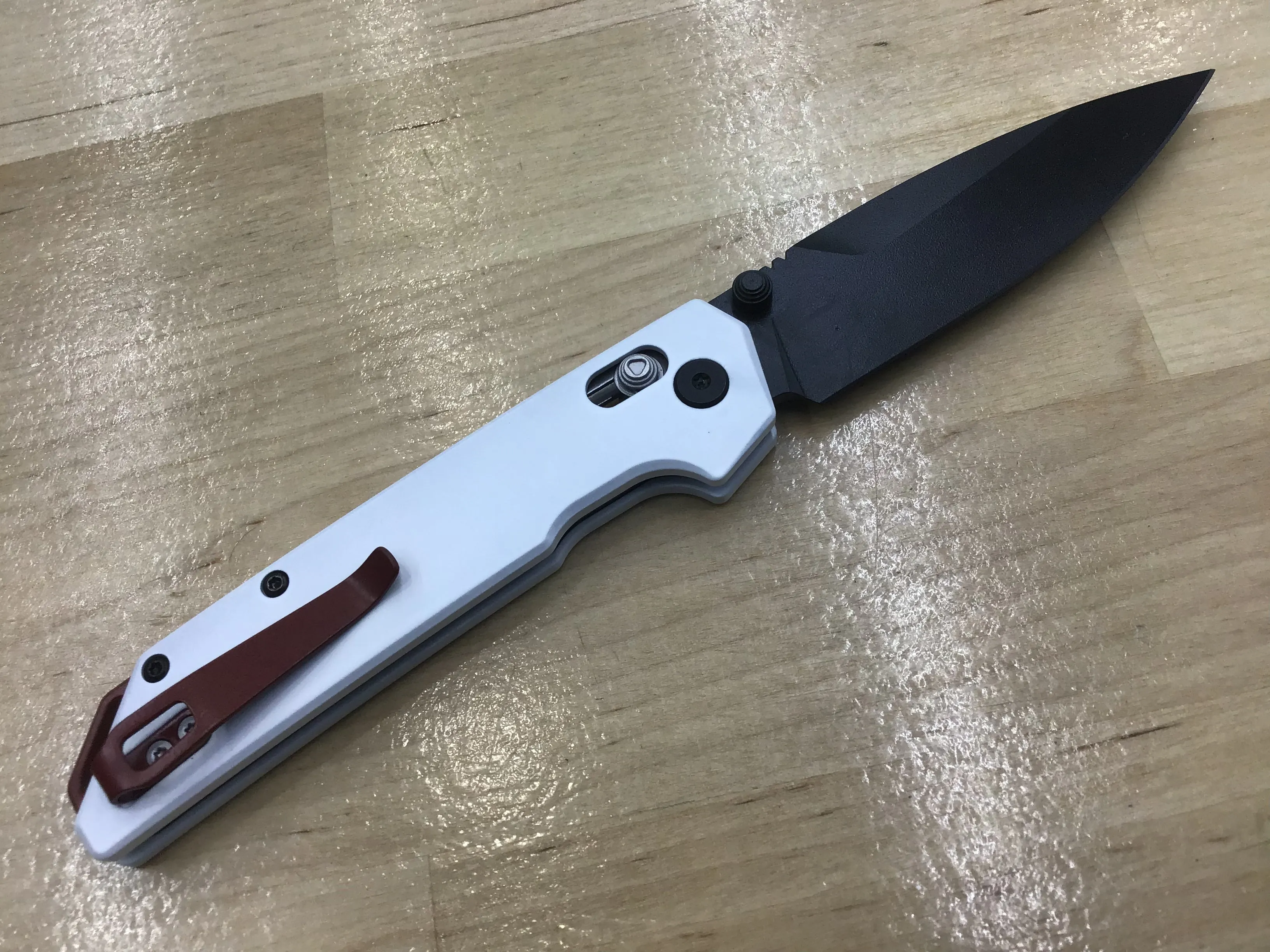 Custom Kershaw Iridium Astros 1990’s Theme D2 Blade Black Cerakote White  Cerakoted Aluminum Handle