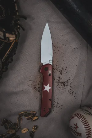 Custom Kershaw Iridium Astros 2000’s Theme D2 Blade White Cerakote Burgundy Cerakoted Aluminum Handle