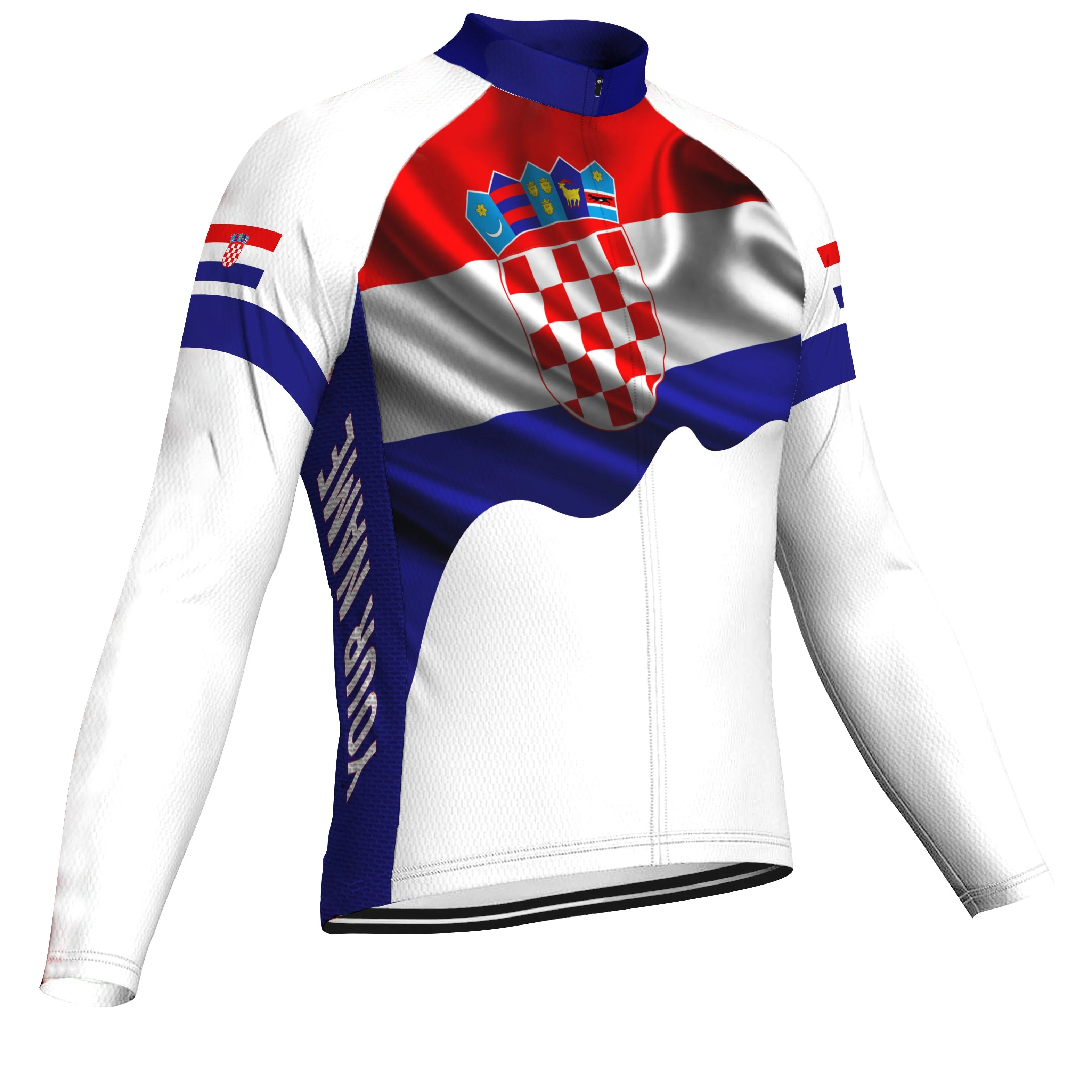 Customized Croatia Winter Thermal Fleece Long Sleeve Cycling Jersey for Men