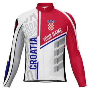 Customized Croatia Winter Thermal Fleece Long Sleeve Cycling Jersey for Men