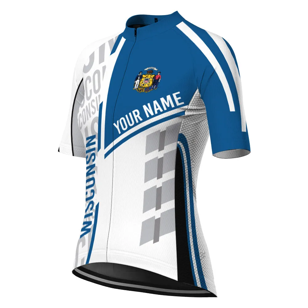 Customized Wisconsin Winter Thermal Fleece Short Sleeve Cycling Jersey for Women