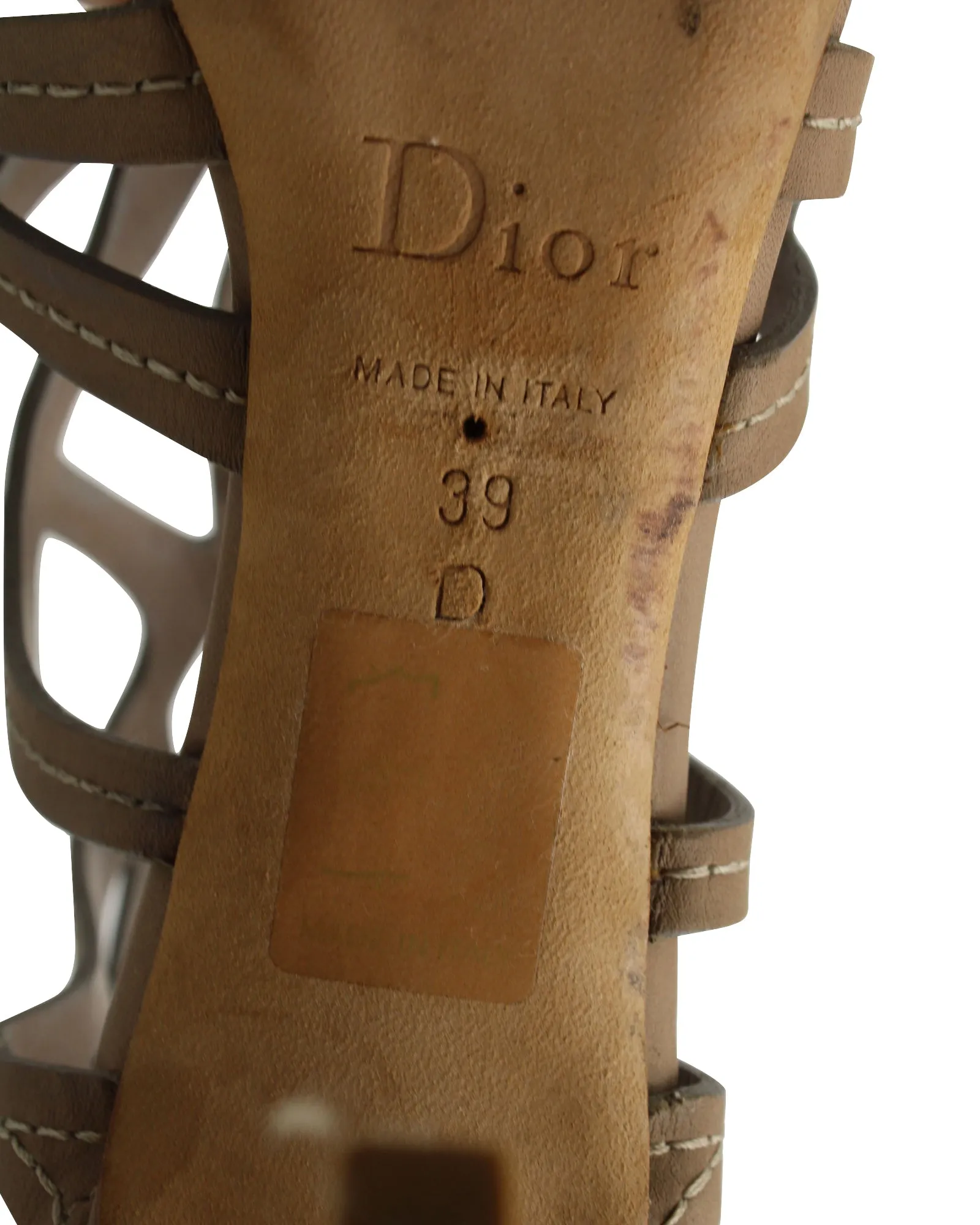 Dior Caged High Heel Sandals in Brown Leather